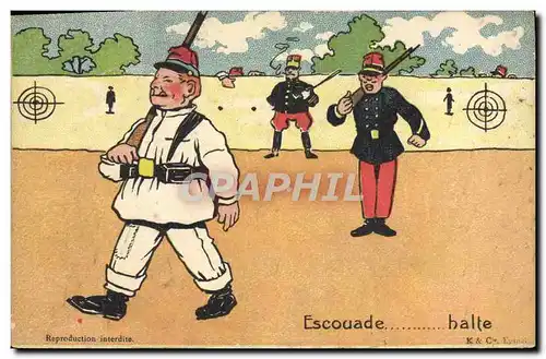 Cartes postales Militaria Escouade Halte