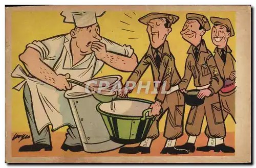 Cartes postales Militaria la soupe