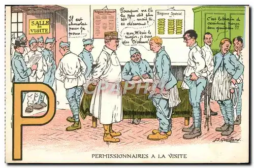 Cartes postales Militaria Permissionnaires a la visite