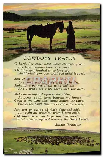 Cartes postales Cowboys prayer Cheval