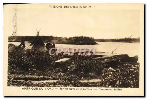 Ansichtskarte AK Mission des Oblats de MI Amerique du Nord Sur les rives de Mackenzie Campement indien