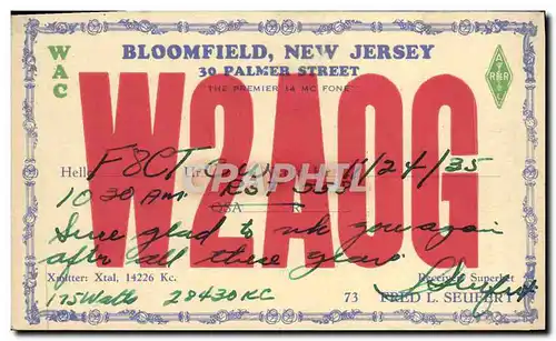 Cartes postales Bloomfield New Jersey Palmer Street WAC Telegraphie