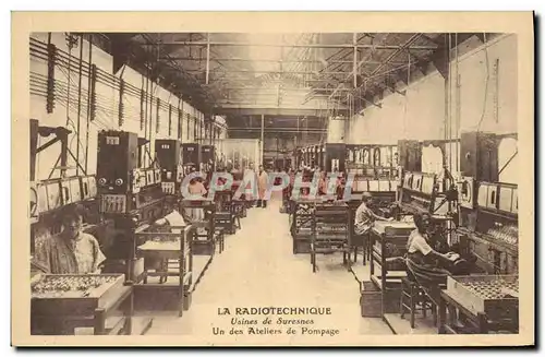 Cartes postales La radiotechnique Usines de Suresnes Un des ateliers de pompage