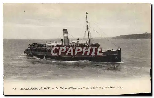 Cartes postales Bateau Boulogne sur Mer Le bateau d&#39excursion Holland en plein mer