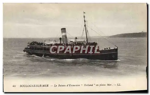 Cartes postales Bateau Boulogne sur Mer Le bateau d'excursion Holland en plein mer