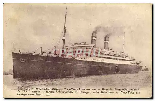 Cartes postales Bateau Paquebot poste Rotterdam Boulogne sur Mer Holland America Line