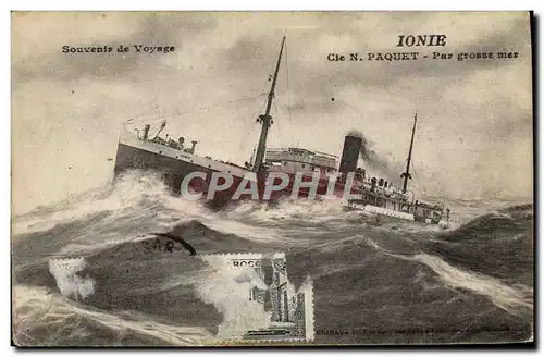 Cartes postales Bateau Ionie Cie N Paquet par grosse mer