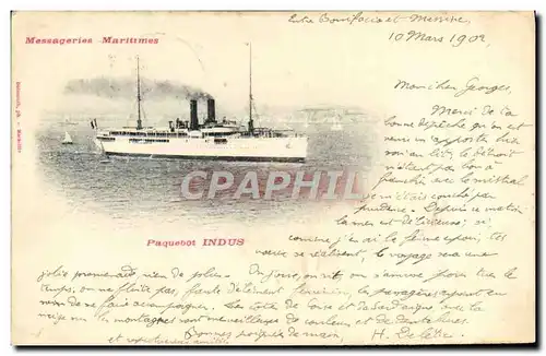 Cartes postales Bateau Paquebot Indus Messageries Maritimes