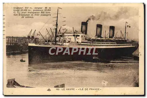 Cartes postales Bateau Paquebot Le Havre Ile de France