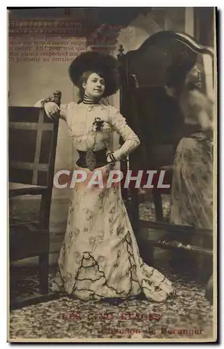 Cartes postales Fantaisie Femme Les cinq etages Chanson de Beranger