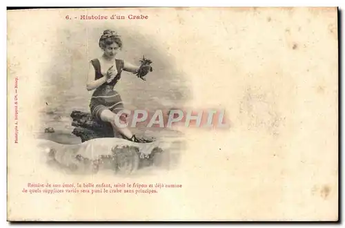 Ansichtskarte AK Fantaisie Histoire d&#39un crabe Femme