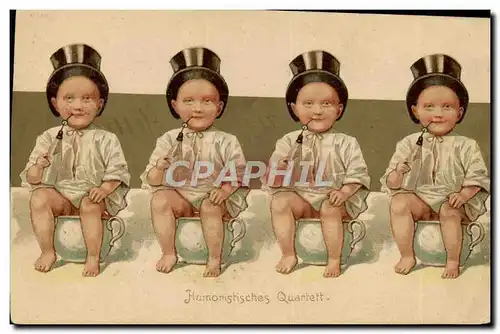 Cartes postales Fantaisie Humoristisches Quartett Enfants