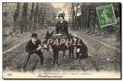 Cartes postales Ane Mule Les promenades a ane Martin ne marche pas