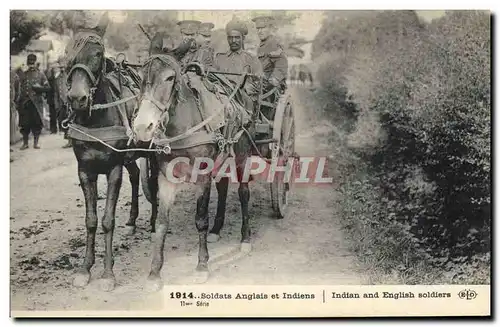 Cartes postales Ane Mule Soldats anglais et indiens Militaria