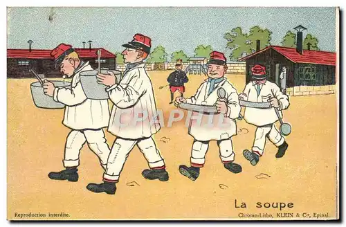 Cartes postales Militaria La soupe