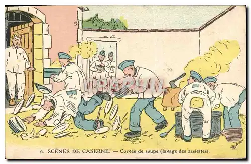 Cartes postales Militaria Corvee de soupe Lavage des assiettes