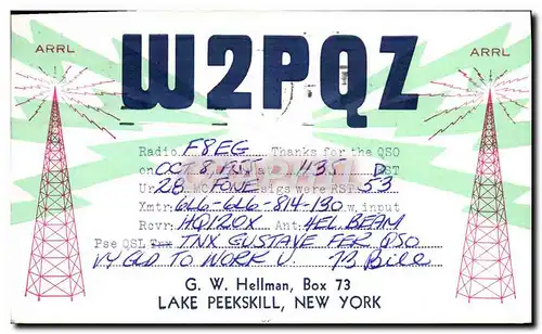 Cartes postales Telegraphie W2PQZ Hellman Lake Peekskill New York
