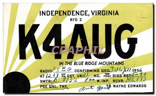 Cartes postales Telegraphie K4AUG Independence Virginia