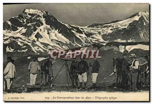 Cartes postales La correspondance dans les Alpes Telegraphie optique