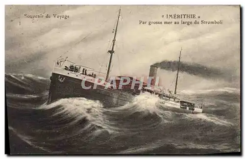 Ansichtskarte AK Bateau Paquebot Imerithie par grosse mer au large du Stromboli