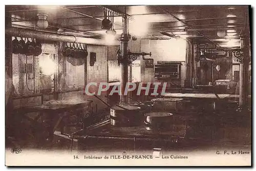 Cartes postales Bateau Paquebot Interieur de l&#39Ile de France Les cuisines