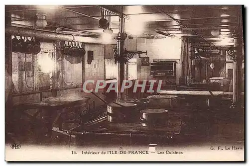 Cartes postales Bateau Paquebot Interieur de l'Ile de France Les cuisines