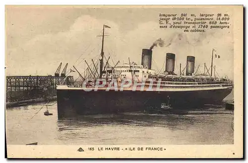 Ansichtskarte AK Bateau Paquebot Ile de France Le Havre