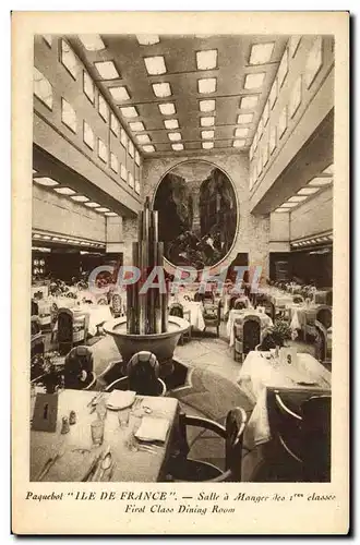 Cartes postales Bateau Paquebot Ile de France Salle a manger des 1ere classes