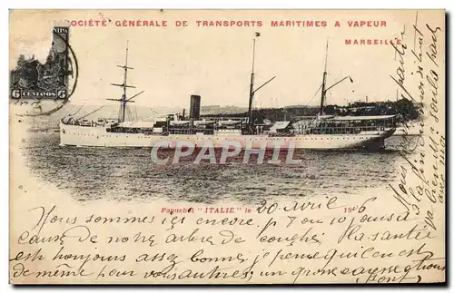 Cartes postales Bateau Paquebot Italie Marseile