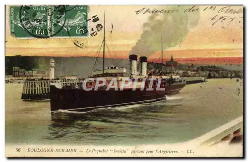 Cartes postales Bateau Paquebot Boulogne sur Mer Invicta partant pour l'Angleterre