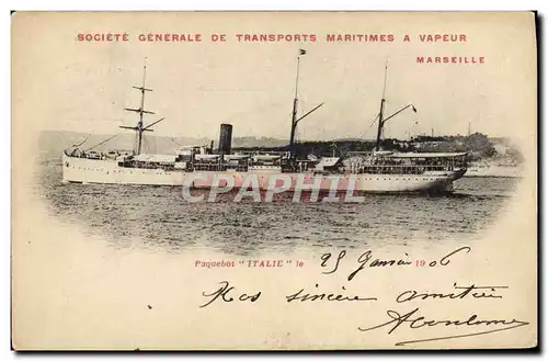 Cartes postales Bateau Paquebot Italie Marseille