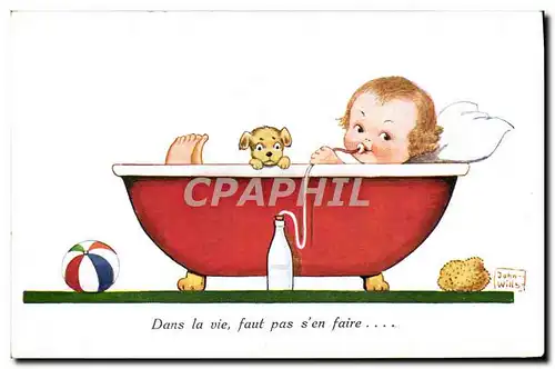 Cartes postales Fantaisie Enfant Bain Dans le vie John wills