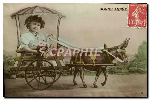 Cartes postales Fantaisie Enfant Ane Mule