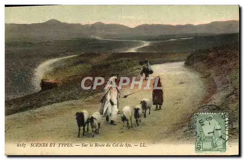 Ansichtskarte AK Chevre Scenes et Types Sur la route du col de Sfa Tunisie