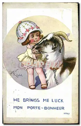 Cartes postales Chevre Enfant bouc Illustrateur Right