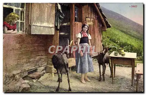 Cartes postales Chevre Enfants Folklore