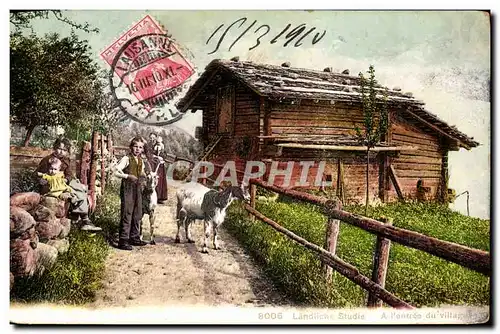 Cartes postales Chevre Landliche Studie A l&#39entree du village