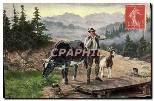 Ansichtskarte AK Chevre Berger Vache Folklore