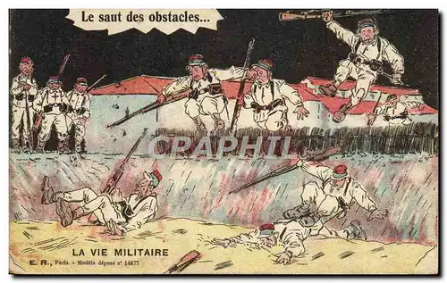 Cartes postales Fantaisie Militaria Le saut des obstacles