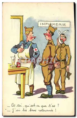 Cartes postales Fantaisie Militaria Infirmerie Croix Rouge