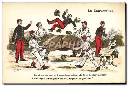 Cartes postales Fantaisie Militaria la couverture Chien