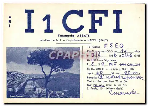 Cartes postales Telegraphie I1CFI Emanuele Abbate Napoli Italy