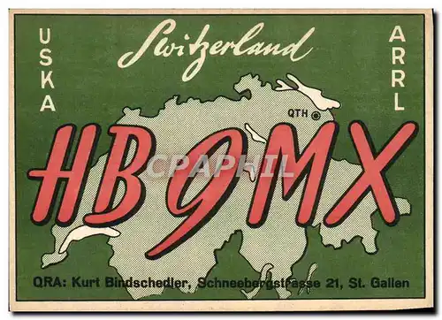 Ansichtskarte AK Telegraphie HB9MX Suisse Kurt Bindschedler Schneebergstrasse St Gallen