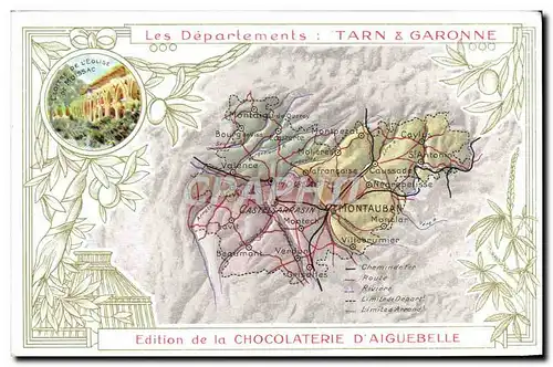 Ansichtskarte AK Carte geographique Chocolaterie d&#39Aiguebelle Tarn et Garonne Eglise de Moissac