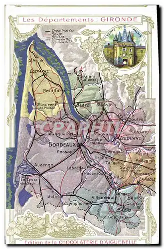 Cartes postales Carte geographique Chocolaterie d&#39Aiguebelle Gironde Porte du palais