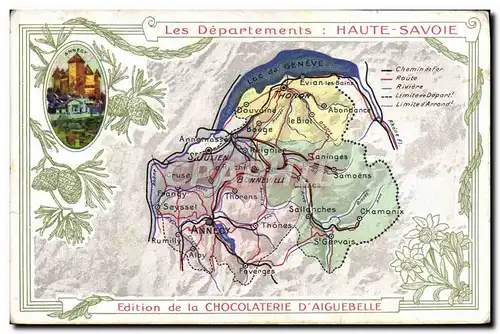 Ansichtskarte AK Carte geographique Chocolaterie d&#39Aiguebelle Haute-Savoie