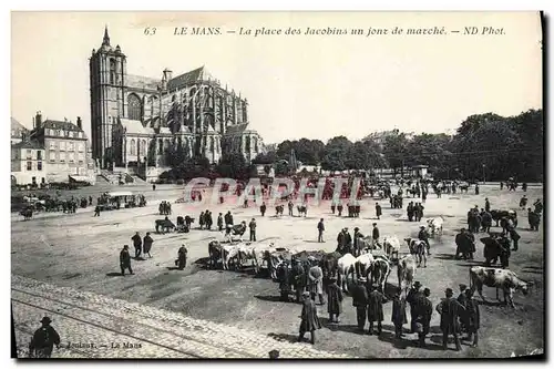 Cartes postales Le Mans La place des Jacobins un jour de marche Vaches TOP