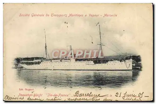 Cartes postales Bateau Paquebot Yacht Ile de France Marseille