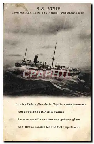 Cartes postales Bateau SS Ionie Croiseur auxiliaire de 1er rang