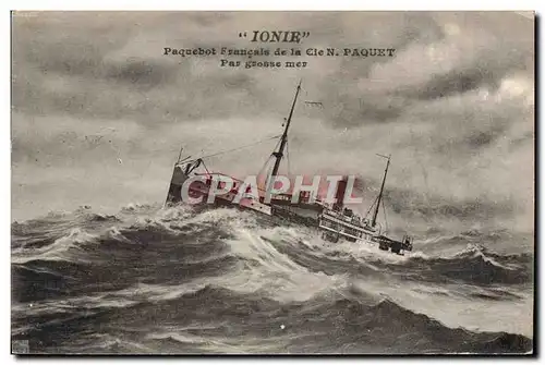 Cartes postales Bateau Ionie Paquebot Francais de la Cie Paquet par grosse mer